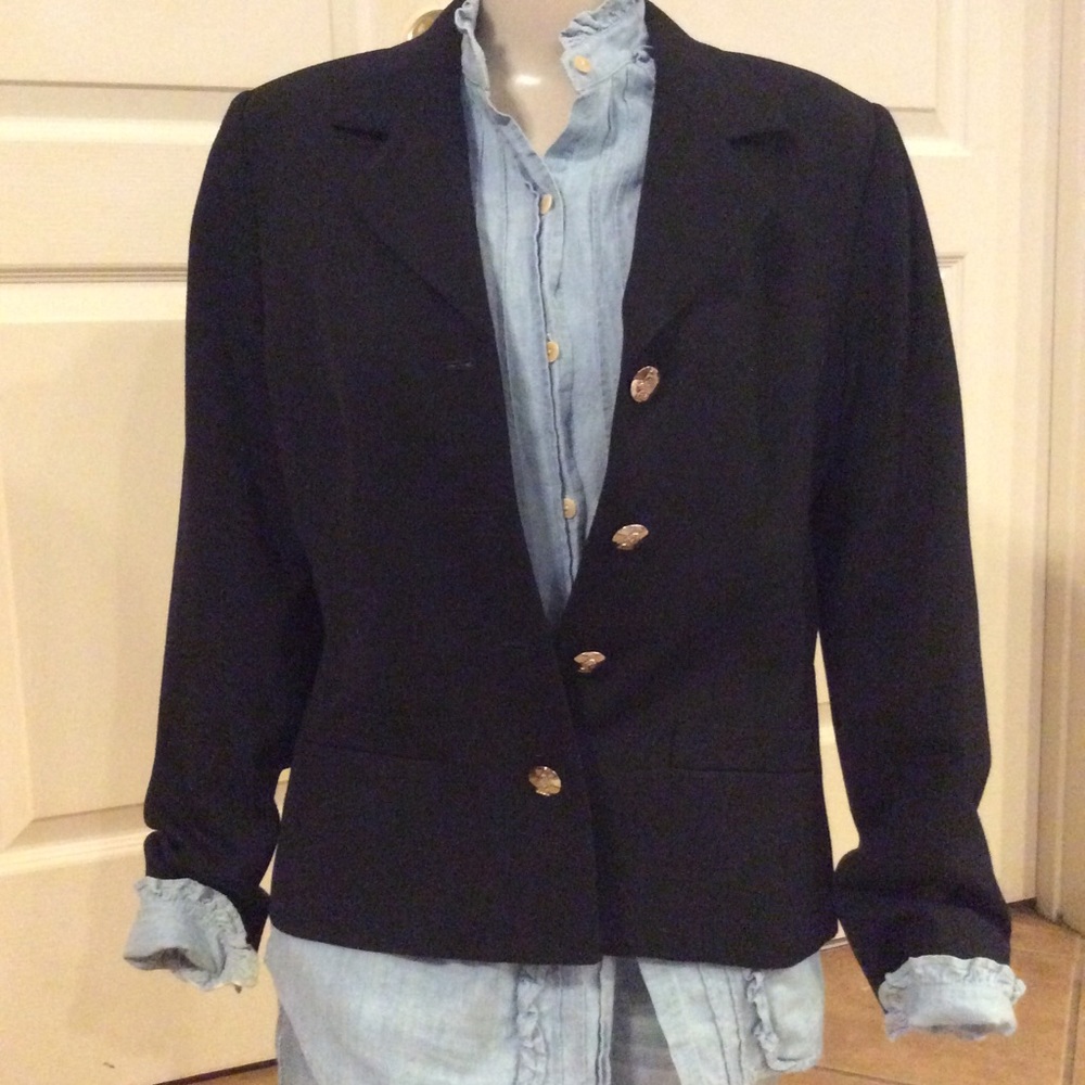 VTG 90s AUSTIN REED NAVY CHIC BOXY CROPPED BLAZER